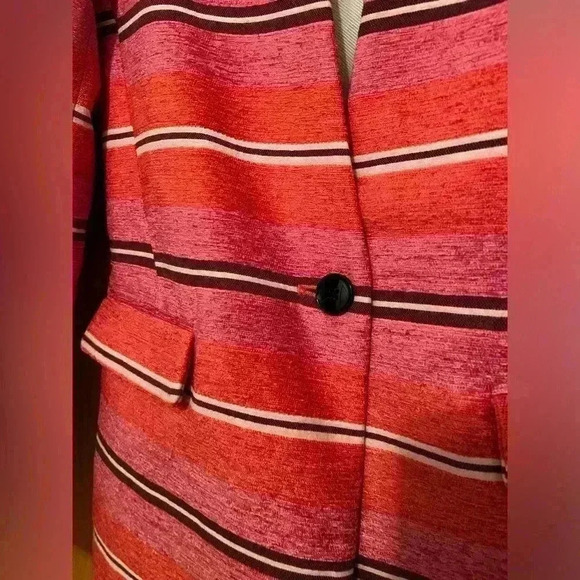 Banana Republic STRIPE COLLARLESS COAT Womens XS - Picture 3 of 10